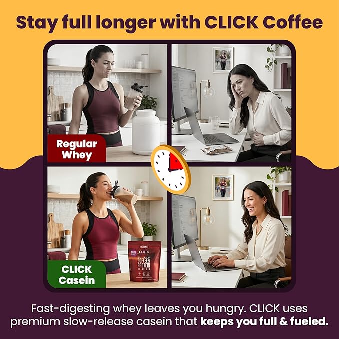 Click Coffee Protein, Protein & Real Coffee All-in-One, Meal Replacement Nutrition Drink, Mocha Flavor, 23 Essential Vitamins, Double Shot Espresso Coffee, Hot or Cold, 15.8-Ounce