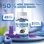 Magnesium Glycinate Gummies 1000mg with Magnesium L-Threonate,Chelated Magnesium Potassium Complex Supplement with VitD, B6, CoQ10, Calcium,Supports for Memory, Calm, Mood - 180 Gummies Blueberry