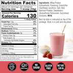 Strawberry Whey Protein Powder. 25g Protein Shake for Post Workout Recovery, Smoothie & Baking. Gluten & Sugar Free, Highly Kosher, Essential Amino Acids (5.5g BCAA, 2.7g Leucine), 1.65lbs 23 Servings
