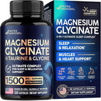 Magnesium Glycinate - Sleep & Relaxation Support - Extra Strength Glycinate, Glycine & Taurine 1500 mg - Magnesium Supplement for Women & Men - Chelated & High Absorption - Made in USA - 120 Capsules