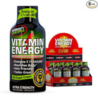 Vitamin Energy Workout+ Extra Strength Energy Shot Sour Apple 8 Pack, 260mg Natural Caffeine, Pre-Workout, B-Vitamins, Minerals, Endurance & Performance, Zero Sugar, Gluten-Free, Vegan, 1.93 fl oz