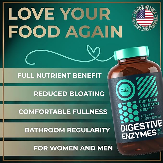 Digestive Enzymes for Women and Men with Probiotics and Prebiotics - Vegan Digestive Enzyme Blend - Bloating Support, Gut Health & Digestion Supplement with Artichoke Ginger Turmeric - 180 Capsules