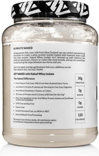 NAKED Whey Isolate Protein - Only 2 Ingredients, 30g Grass-Fed Protein, Zero Carb, Unflavored, Undenatured, Non-GMO, No Soy, Gluten-Free, No Preservatives - 28 Servings