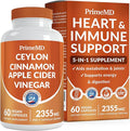 5-in-1 Ceylon Cinnamon Capsules 2355mg - Ceylon Cinnamon and Apple Cider Vinegar with Turmeric, Panax Ginseng, Cinnamon, and Bioperine, 60ct