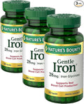 Nature’s Bounty Gentle Iron 28 mg Capsules with Vitamin C,Folic Acid,Vitamin B-12 Iron Supplement,Non-GMO,Gluten-Free,90 Count (Pack of 3)