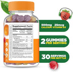 Lifeable Kids Calcium Gummies with Vitamin D3 | 500 mg Calcium with Vitamin D3 1000 IU | Great Tasting Calcium Supplement for Kids | for Bone Health and Teeth Growth | 60 Gummies