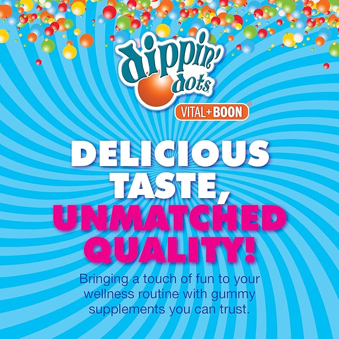 Vital+Boon Dippin' Dots - Biotin Collagen Gummies for Women and Men - Hair, Skin & Nails Support - 10,000 mcg Biotin - Vegetarian, Non-GMO, Gluten-Free (60 Count)