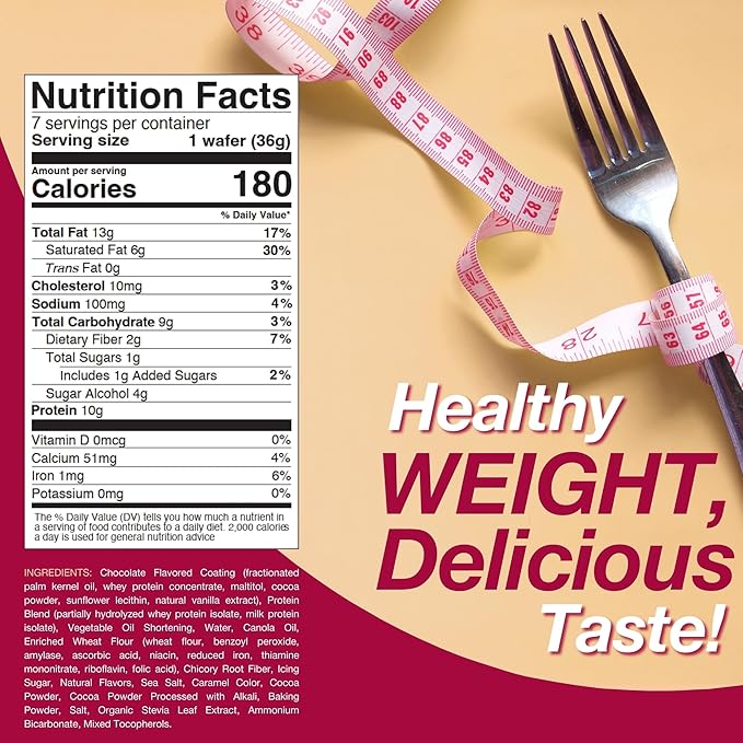 ProtiDIET Protein Butterscotch and Sea Salt Wafer - 10g Protein, Low Sugar - Convenient Meal Replacement Bars and Healthy Snacks for Adults - 7 Protein Bars Per Box