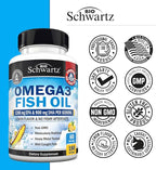 Triple Strength Omega 3 Fish Oil 3000mg - High Potency Omega 3 Supplement for Women and Men, Burpless Lemon Flavor Fish Oil - 2250mg Essential Fatty Acids with DHA & EPA, Wild Caught, 180 Softgels