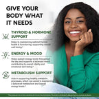 Thyroid Support for Women - Selenium 200 mcg | Astragalus | Zinc & Iodine | L-Tyrosine | Adaptogen Herbs - 21-in-1 Antioxidant & Immune Support - Made in USA - Vegan, Non-GMO, Lab Tested - 60 Capsules