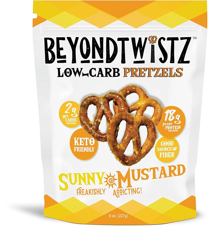 BeyondTwistz Low Carb Pretzels, Starter Pack, Keto Friendly, 2g Net Carbs, 18g Protein, Powered By HealthSense® High Fiber Wheat Flour, Family Size 8oz Bag, Pack of 4