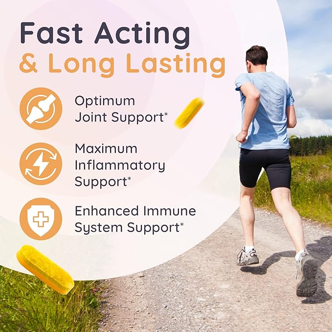 Joint Immune Support Supplement, Patented Blend Turmeric Curcumin C3 Complex with Black Pepper, Boswellia PS Extract & Ginger, Fast-Acting 20 minutes, 8-Hour Sustained Release, 120 Caplets - Sanjevani