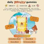 SuperMush Dr. G Daily Greens Gummies - Lion’s Mane, Spirulina, Chlorella, Ashwagandha, Prebiotics & Vitamins C, D, Zinc - Sugar Free Greens Gummies for Immunity, Gut Health & Radiance - Vegan 60 Ct