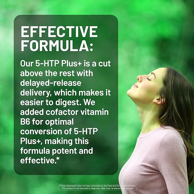 NatureWise 5-HTP 200mg Supplement from Griffonia Seeds with Cofactor Vitamin B6 - Mood Support and Natural Sleep Aid for Adults - Delayed-Release, Vegan - 30 Count[1-Month Supply]