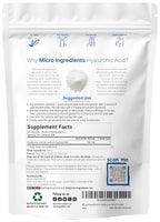 Micro Ingredients Hyaluronic Acid Serum Powder, 50 Grams | Low Molecular Weight, Cosmetics Grade | Skin Hydration and Moisture Support Supplements | Vegan, Water Soluble (Within 2 Hours)