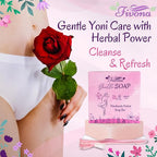 FIVONA Set of 5 Gentle Pink Yoni Herbal Soap Bars Ideal for Feminine Wash and Whole Body Cleanse Infused with Natural Ingredients - 5x 5.3 oz - Includes Exfoliating Scrubber Foaming Net