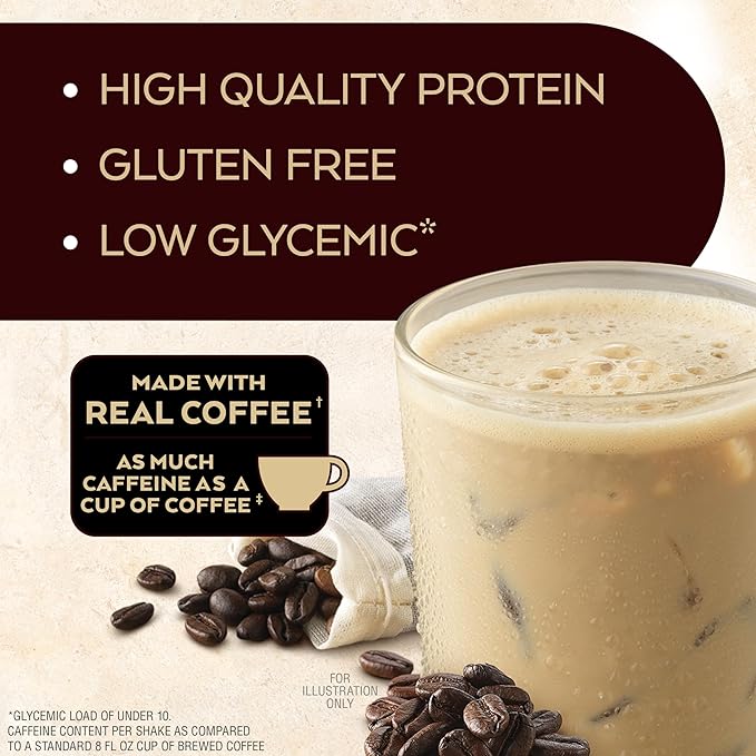 Atkins Café au Lait Iced Coffee Flavored High Protein Shake, Low Sugar and Low Carb, Keto Friendly, Ready to Drink Protein Drink, Gluten Free, 12 Count