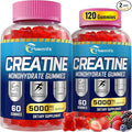 Creatine Monohydrate Gummies for Men & Women Pre Workout Gummies with Taurine, Vitamin B6 & B12 Creatine Monohydrate Chewable for Increase Strength, Energy, Endurance, Muscle, Organic (2 Packs)