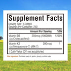 Innate Vitality Vitamin D3 K2 Supplement, High Potency Vitamin D3 10000 IU & Vitamin K2 (MK-7) 200 mcg, Supports Bone, Teeth, Heart & Immune Health, Non-GMO, Gluten Free, 240 Softgels