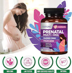 Prenatal Vitamins for Women - Multivitamin with DHA, Folic Acid, Vitamin C, B12, Iron & Omega-3 - Before, During & Post Pregnancy Supplement for Healthy Growth & Brain Development - 60 Softgels