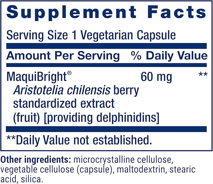 Life Extension Tear Support with MaquiBright®, 60 mg, Maqui Berry Extract for Dry Eyes, Supports Eye Health, Encourages Tear Production, Gluten-Free, Non-GMO, 1 Daily, Vegetarian, 30 Capsules