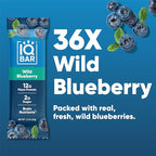 IQBAR Clean Plant Protein Bars - Wild Blueberry - 36 Count - Keto, Vegan, High Fiber, Gluten and Dairy Free, Low Sugar Snack - Brain and Body Nutrients for Focus, Energy, Meal Replacement