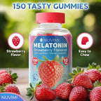 Melatonin Gummies - 10 mg Strawberry Flavored Dietary Food Supplement to Help Support Sleep - 150 Vegan Gummies