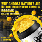 Creatine Monohydrate Gummies – Pre-Workout Energy & Muscle Growth Support for Men & Women | Mango Electrolyte Gummies (135 Count)