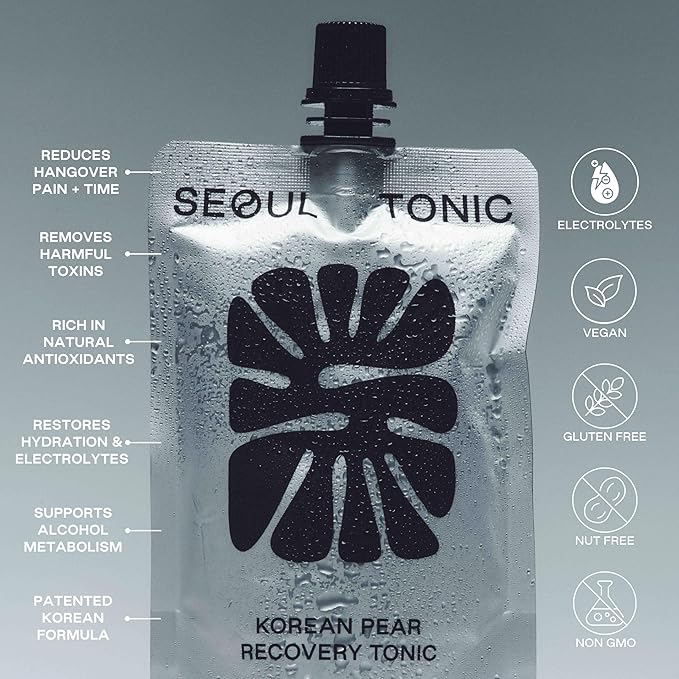 Seoul Tonic Patented "Pre Party" Korean Pear Natural Tonic, Science-Backed, Patented Formula for Easier Morning,Natural Potassium & DHM (100ML) Pack of 12