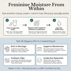 Flower Power Vaginal Moisture Support Capsules for Women — Vaginal Dryness Supplement with Powdered Slippery Elm Bark | Supports Vaginal Wellness During Menopause & Stress | 60 Count, Made in USA