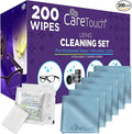 Care Touch Lens Cleaning Wipes with Microfiber Cloths - 200 Lens Wipes for Eyeglasses & 6 Microfiber Cloths - Glasses, Camera Lenses, Screens, Eye Glasses Cleaner for Cleaning Eyeglasses