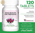 Maxi Health Prenatal Vitamins for Women – One Daily Prenatal Vitamins with Iron, Folate, Choline, Vitamin D3, and Essential Nutrients – High Absorption Supplement – 120 Day Supply