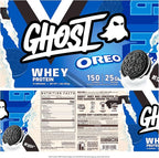 GHOST Whey Protein Powder, Oreo - 1LB Tub, 25G of Protein - Flavored Isolate, Concentrate & Hydrolyzed Whey Protein Blend - Post Workout Shakes