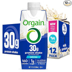Orgain 30g High Protein Shake, Dairy Isolate Milk Protein, Vanilla Bean, 5g BCAAs, 1g Sugar per Serving, Meal Replacement, Ready to Drink, Keto Friendly, Gluten-Free, 11 Fl Oz, 12 Bottles