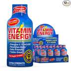Vitamin Energy B12 11,000% Extra Strength Energy Shot Açaí Pomegranate 12 Pack, 260mg Natural Caffeine, B12 & B6, Nootropic Focus, Vitality, Zero Sugar, Gluten-Free, Vegan, Kosher, 1.93 fl oz