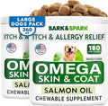 BARK&SPARK Omega 3 for Dogs - 360 Fish Oil Treats for Dog Shedding, Skin Allergy, Itch Relief, Hot Spots Treatment - Joint Health - Skin and Coat Supplement - EPA & DHA Fatty Acids - Salmon Oil -Bacon