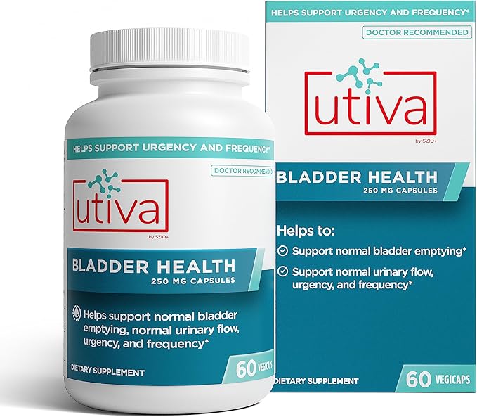 Szio+ Utiva Bladder Health - Control Supplement for Overactive Bladder and Lower Urinary Tract Health - Clinically Proven to Reduce Frequency and Urgency - 60 Capsules