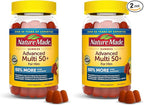 Nature Made Advanced Multivitamin Gummies 50 + for Him, Mens Multivitamins Gummies with Magnesium Citrate, Vitamin D3, Zinc, All 8 B Vitamins, 84 Multi Vitamins, 28 Day Supply,(Pack of 2)