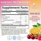 Folic Acid Gummies for Women - Folate 785 mcg Per Serving - Essential Prenatal Vitamins for Mom & Baby, Vegan Folic Supplement Gummy, Daily B9 Vitamin, Before During After Pregnancy - 60 Gummies