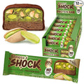 Fitness SHOCK Pistachio Chocolate Protein Bars - No Added Sugar, Low Calorie Low Carb Snack - 10g Protein, 0g Added Sugar, 180 Kcal, 15g Net Carbs, 8g Fat - 12 x 50g