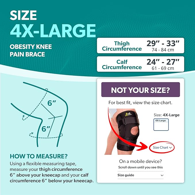 BraceAbility Obesity Hinged Knee Brace - Overweight to Plus Size Wrap Around Support for Womens and Mens Arthritis Treatment, Bariatric Joint Pain Relief, Kneecap Instability, Ligament Weakness (4XL)