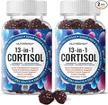 Cortisol Gummies for Women Men - 13-in-1 High Cortisol Reducer with Ashwagandha Magnesium L-theanine Rhodiola Rosea - Daily Cortisol Detox Manager for Stress Focus Support (Pack of 2)