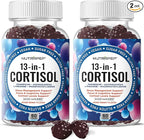 Cortisol Gummies for Women Men - 13-in-1 High Cortisol Reducer with Ashwagandha Magnesium L-theanine Rhodiola Rosea - Daily Cortisol Detox Manager for Stress Focus Support (Pack of 2)
