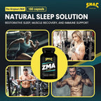 SNAC ZMA The Original Sleep & Recovery Supplement - Supports Muscle Recovery, Restful Sleep, Relaxation, Stress Relief and Immune Support with Magnesium, Zinc & Vitamin B6, 90 Veggie Capsules, 2 Pack