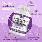 Liver Cleanse Detox & Repair Fatty Liver Supplements 28-in-1 Advanced Herbal Liver Health Supplement Formula - Milk Thistle Silymarin, Artichoke Extract, Dandelion & Apple Cider Vinegar - 60 Pills
