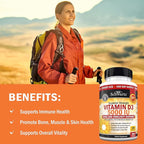 Vitamin D3 5000 IU (125 mcg) Natural Immune Support Supplement, Bone Strength, Healthy Muscle Function, with Olive Oil for Highest Absorption, Gluten Free & Non-GMO, 1 Year Supply, 360 Softgels