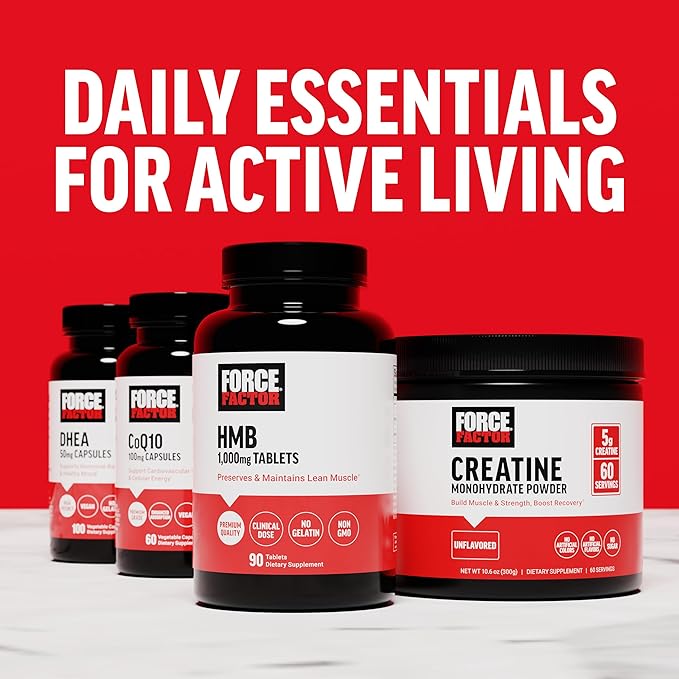 Force Factor HMB Supplement to Preserve Lean Muscle, Support Workout Recovery, and Prevent Muscle Protein Breakdown, Clinical Dose, Premium Quality, Non-GMO, 90 Tablets