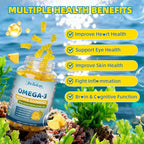 Vegan Omega-3 Gummies 1600mg EPA & DHA from Algal Oil, Fish Oil Alternative for Adults & Kids, Omega 3 Supplement with Vitamin D3 K2 for Brain, Eye & Immune Health Sugar Free Pineapple, 60 Count