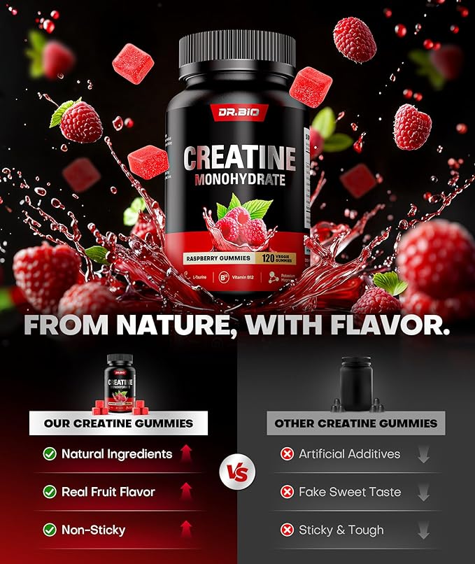 Instant Boost Creatine Monohydrate Gummies, Complex Creatine with Real 5000mg Creatine, L-Taurine, B12, Mg & K, Pre-Workout Creatine for Women & Men to Support Energy, Muscle, Recovery, 0 Sugar, Vegan