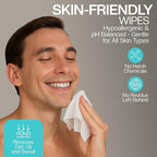 Men's Cooling Face + Body Cleansing Wipes - 4 Pack - 120 Count Post Workout Travel Towlettes